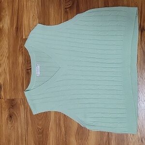 Light Green Cable Knit Cropped Sweater Vest 2X